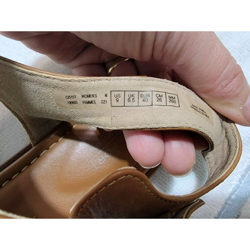 Rockport Total Motion Leather Flat Sandal Zadie Buckle‎ Brown Size 9 - Picture 11 of 14
